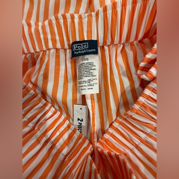 Polo by Ralph Lauren Orange and White Striped Women's Pajama Set - Picture 2 of 16